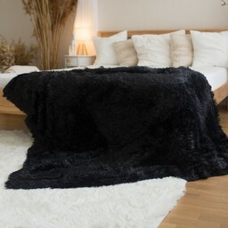 Jerry Fabrics Koc z długim włosiem Riccia czarny,