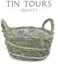 OKRĄGŁA ZIELONA OSŁONKA KOSZ Z TRAWY RATTANOWEJ