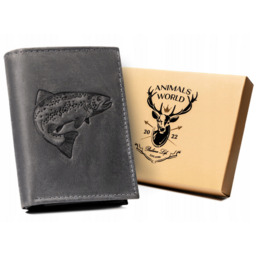 Portfel skórzany Always Wild N4-CHM-FISH czarny tłoczenie ryba