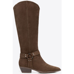 Długie kowbojki ze skóry zamszowej brązowe