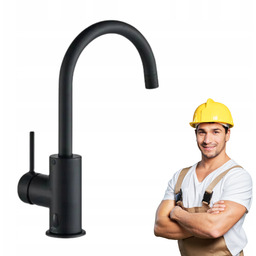 Bateria umywalkowa Stojąca Kran Wylewka czarna Loa Sensea