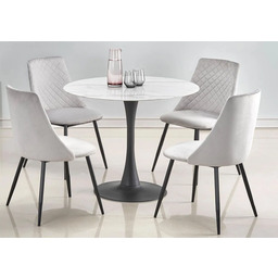 Edinos Okrągły szklany stół biały marmur H4-A57