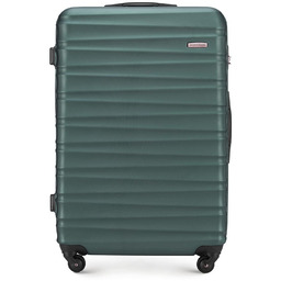 Duża walizka z ABS-u z żebrowaniem zielona