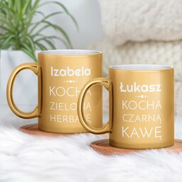 Kubki ceramiczne złote x2 z grawerem dla pary
