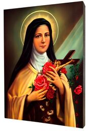 Obraz religijny na desce lipowej, święta Teresa