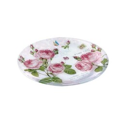 SZKLANY PÓŁMISEK DESEROWY Romantic Roses - Róże OKRĄGŁY