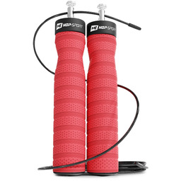 Skakanka z łożyskami i miękkim uchwytem czerwona