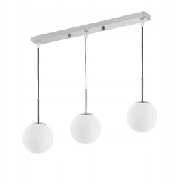 Lampa Wisząca Sufitowa Nowoczesna Chrom Potrójna Białe Kule