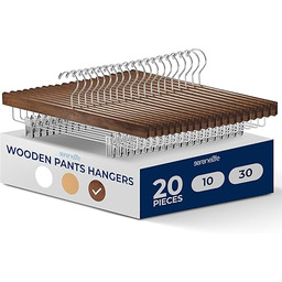 SereneLife Drewniane Wieszaki Na Spodnie, Zestaw 20, Regulowane