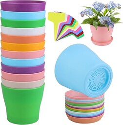 ADXCO Plastikowe doniczki na rośliny, wielokolorowe doniczki