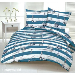 Pościel z kory 200x220 Marynarska Statki Kotwice