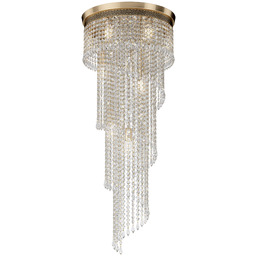 CASCADE Lampa wisząca żyrandol złota kryształ H97.5cm fi42cm