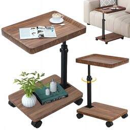 Stolik Kawowy Boczny Obrotowy Blat Regulacja 45-80CM