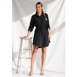 Sukienka szmizjerka - Sukienka koszulowa - Czarna szmizjerka