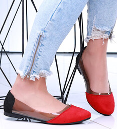 Transparentne czerwone balerinki