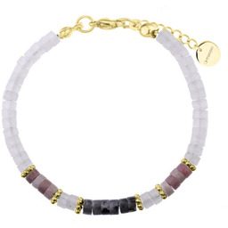 Złota bransoletka damska z kamieniem księżycowym, larvikitem