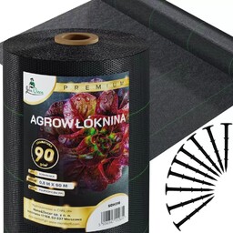 Agrowłóknina czarna 90g/m 0,8x50m + 50 Szpilek AGR-03