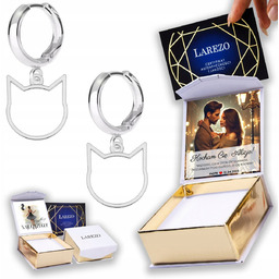 Kolczyki Srebrne 925 Blaszki z Kotami Głowa Kota