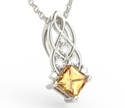Wisiorek z białego złota z miodowym topazem Swarovski