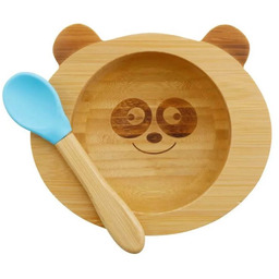 Zestaw bambusowa miska z przyssawką + łyżeczka