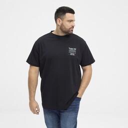Duży T-shirt Męski z Nadrukiem Czarny NORTH LATITUDE