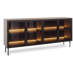 Szeroka komoda z witryną do salonu Lumi B