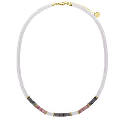 Złoty naszyjnik damski z kamieniem księżycowym, larvikitem