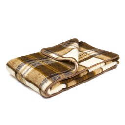 Kampol Koc wełniany z merynosa 200x200 Krata wzór