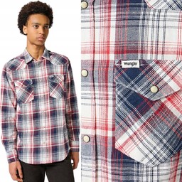 Wrangler WESTERN SHIRT Red Blue BAWEŁNIANA KOSZULA