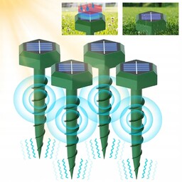 4X Solarny Ultradźwiękowy Odstraszacz Krety Kun Lisów Dzików