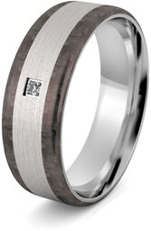 Obrączka srebrna z włóknem węglowym CARBON - Ag-536