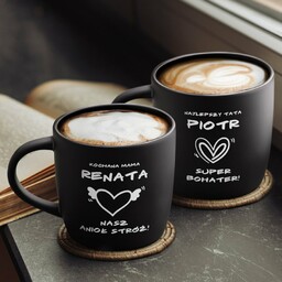 Kubki ceramiczne czarne x2 z grawerem dla rodziców
