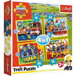 Trefl, Puzzle 4w1, Strażak Sam, Pomocny Strażak Sam,