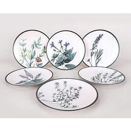 Zestaw talerzy Service (6 sztuk) biały, zielony, fioletowy