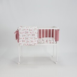 Łóżeczko dziecięce MINI 80x40cm białe z pościelą różową