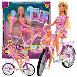 Lalka Lily Rowerzystka Bobas w Foteliku Rower Woopie