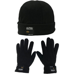 czapka + rekawiczki ALPHA INDUSTRIES - LABEL FLEECE
