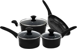 Comfy Nest,CN04661-BLK, zestaw garnków 7-częściowy z powłoką marmurową,