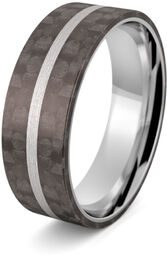 Obrączka męska z włóknem węglowym CARBON - Ag-527