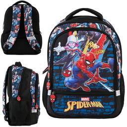 PASO Plecak Szkolny Młodzieżowy Dwukomorowy Czarny Spider-Man