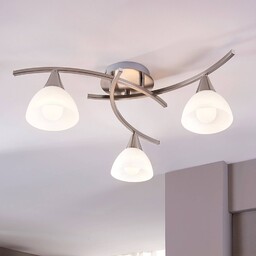 Lampa sufitowa Lindby Della, nikiel, Ø 58 cm,
