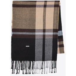 Szalik męski w kratę czarno - brązowy