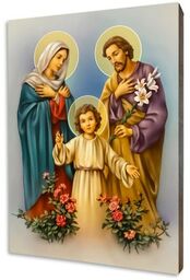 Obraz religijny na desce lipowej, Święta Rodzina