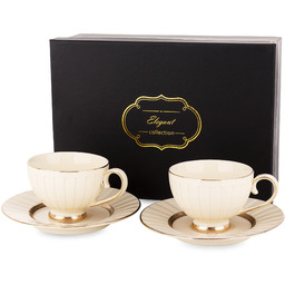 Filiżanka filiżanki porcelana beżowo złote kpl. 2 szt