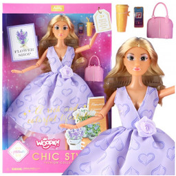 Lalka Lily Długie Blond Włosy 30cm Lawendowa Suknia