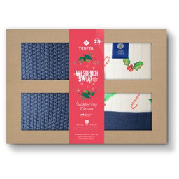 TEXPOL Zestaw Świąteczny: Bambusowy kocyk 80x100cm GRANAT +