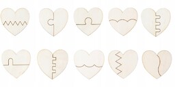drewniane Puzzle serca komplet 20 elementów