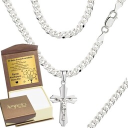 Łańcuszek Srebrny Pancerka 3,80 mm z Krzyżykiem pr