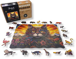 Puzzle Drewniane dla dzieci i dorosłych KittyFlowers KOT