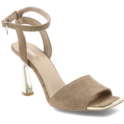 Chebello Sandały damskie, cholewka ze skóry naturalnej zamszowej